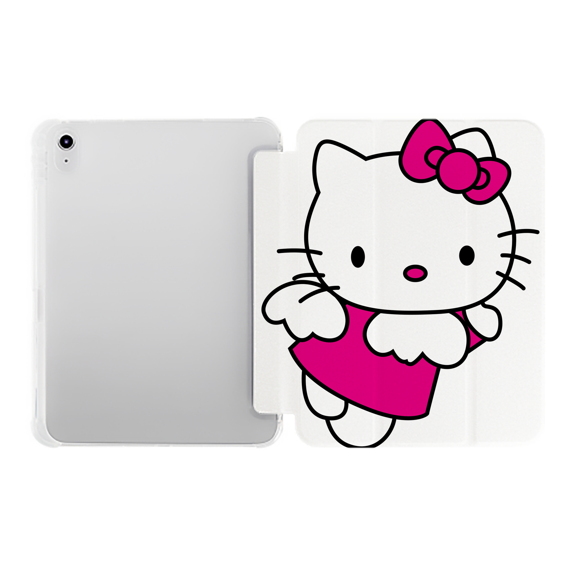 （画像用） Hello Kitty ハローキティ IPad ケース ペン収納付き 三つ折りスタンド PUレザー×シリコン 対応機種9.5/10.5/10.9インチ